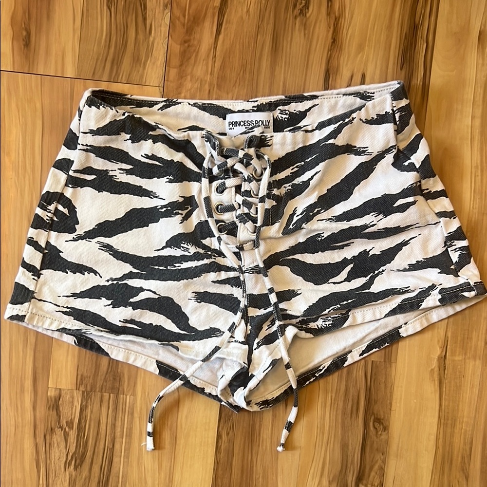 Princess Polly Black and White Women's Shorts - Thunderbird Micro Shorts Zebra